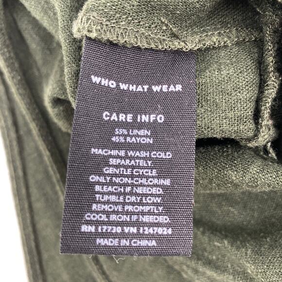 Who What Wear Linen Blend Belted Wide Leg Jumpsuit Romper Forest Green Medium - Picture 8 of 14